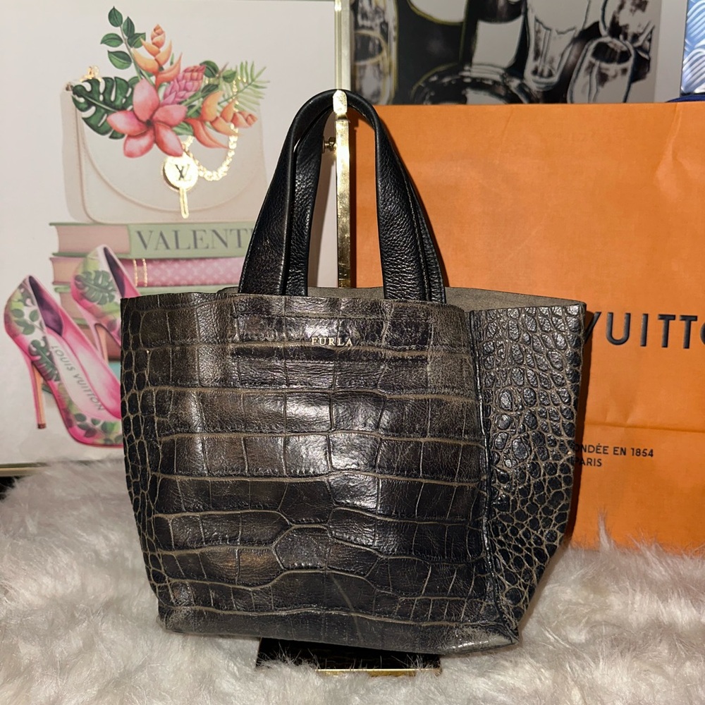 Furla Croc-Embossed Tote